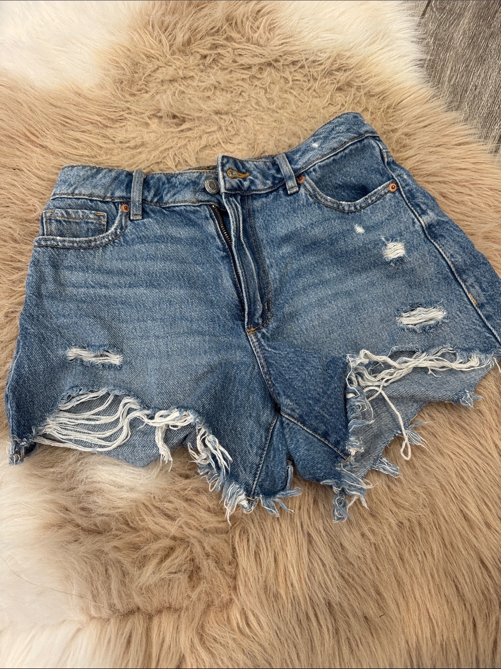 Dynamite Distressed Cutoff Denim Shorts - Blue